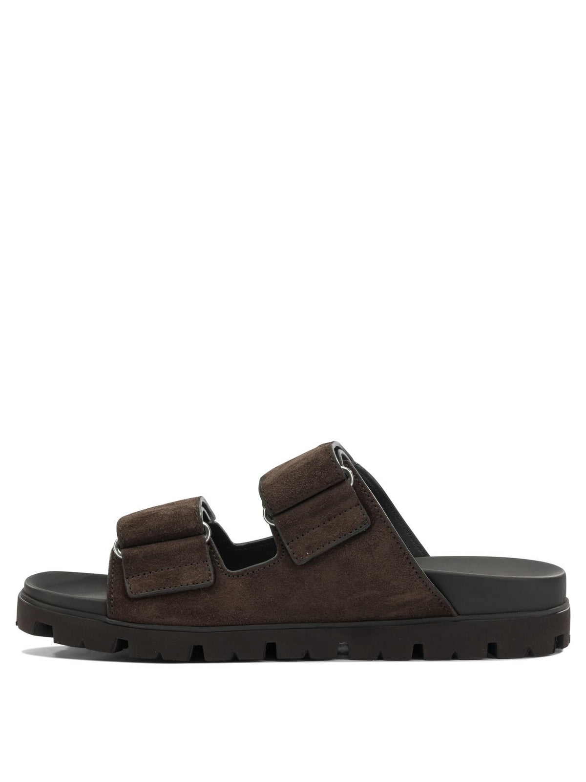 PRADA Black Leather Slide Sandals for Men
