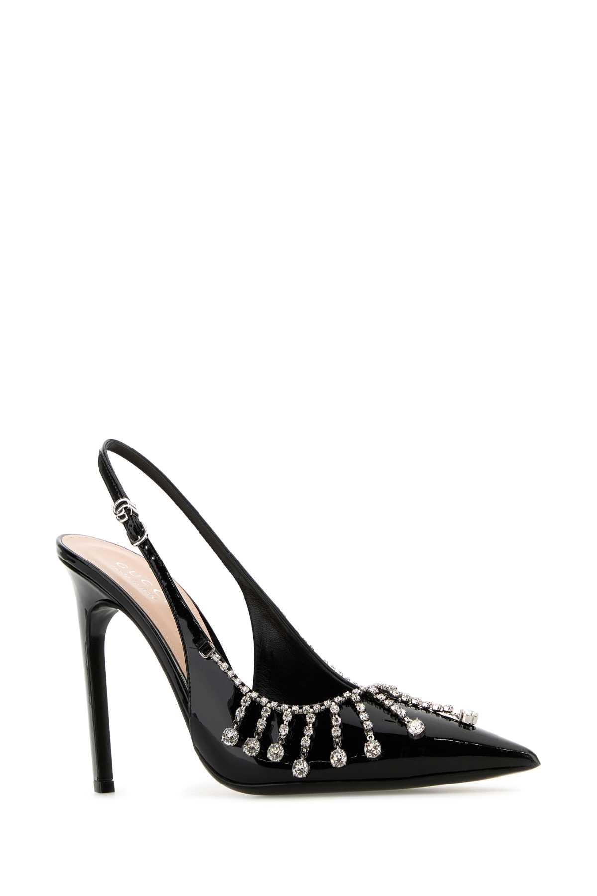 GUCCI Black Leather Slingback Pumps
