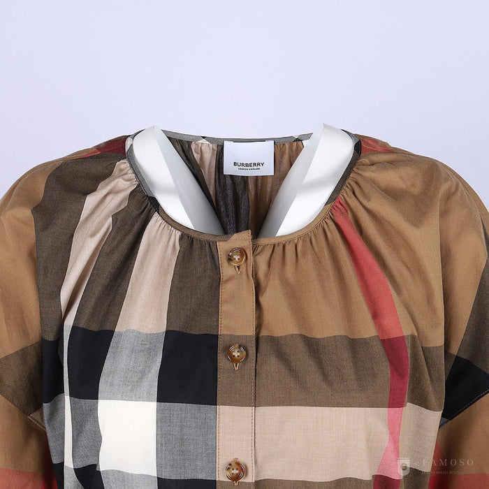 BURBERRY Brown Gresham House Check Midi Dress