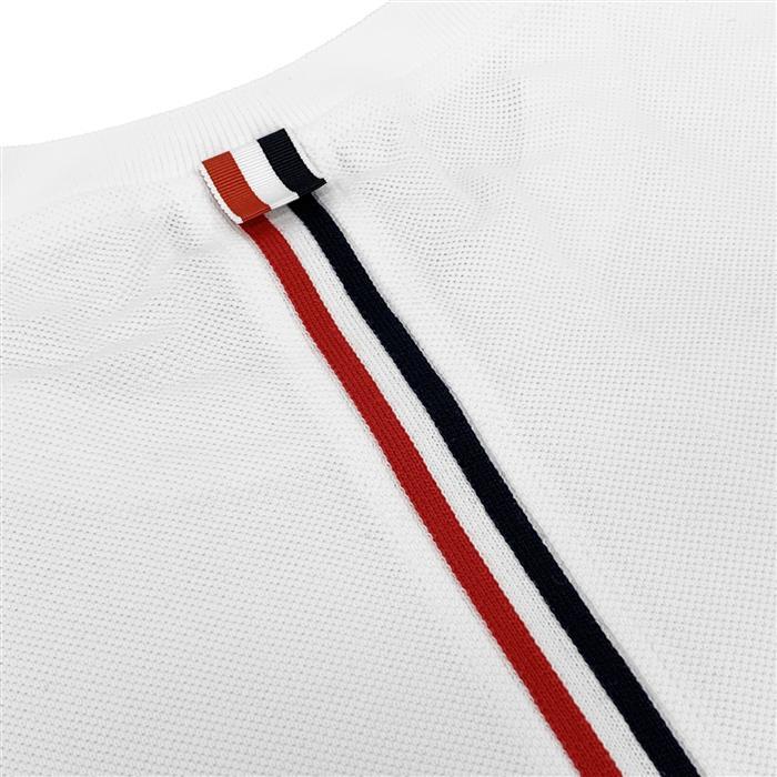 THOM BROWNE Center Back Stripe Piqué Relaxed Fit Short Sleeve T-Shirt