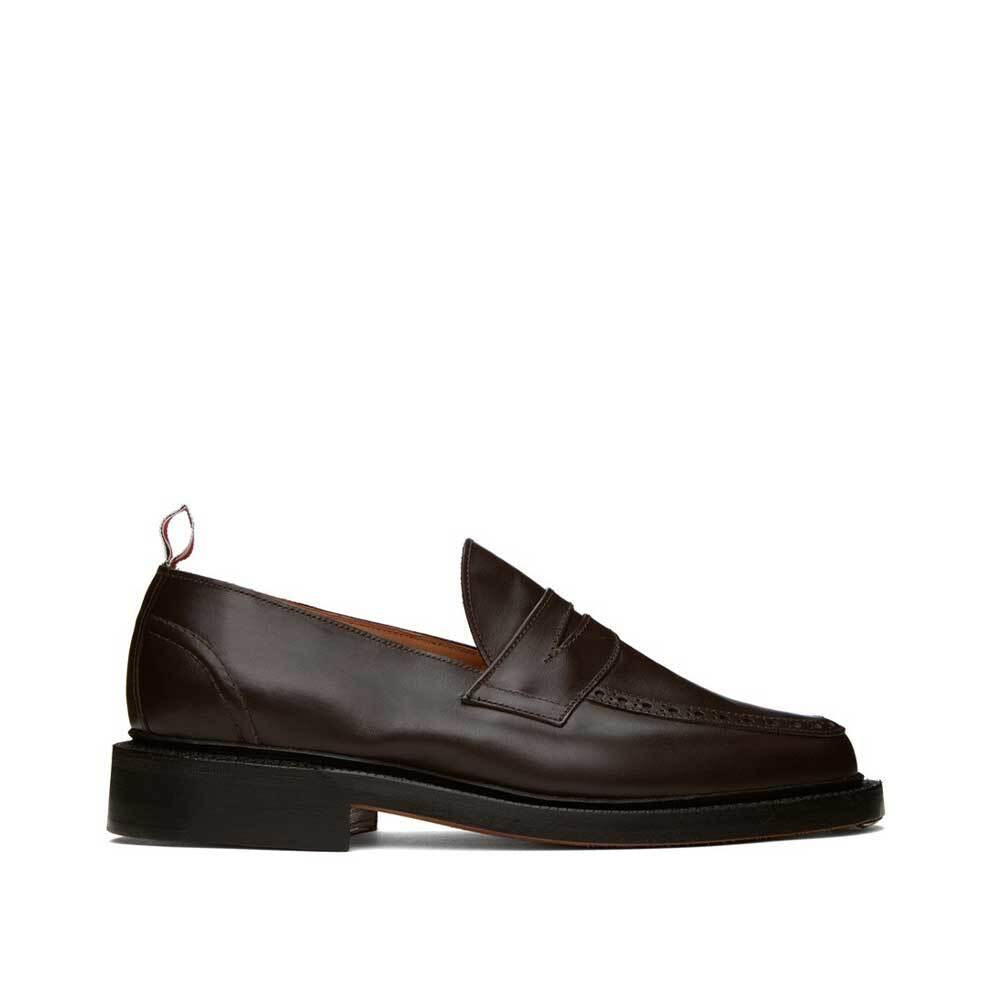 THOM BROWNE Box Calf Leather Penny Loafers for Men