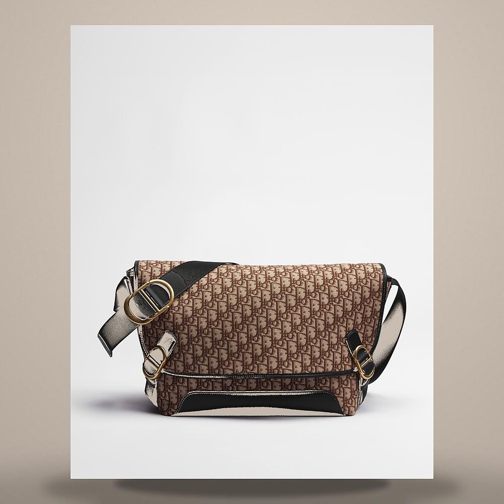 DIOR Brown Dior Oblique Jacquard Large Flap Messenger Bag 1DBME210YUS H45E