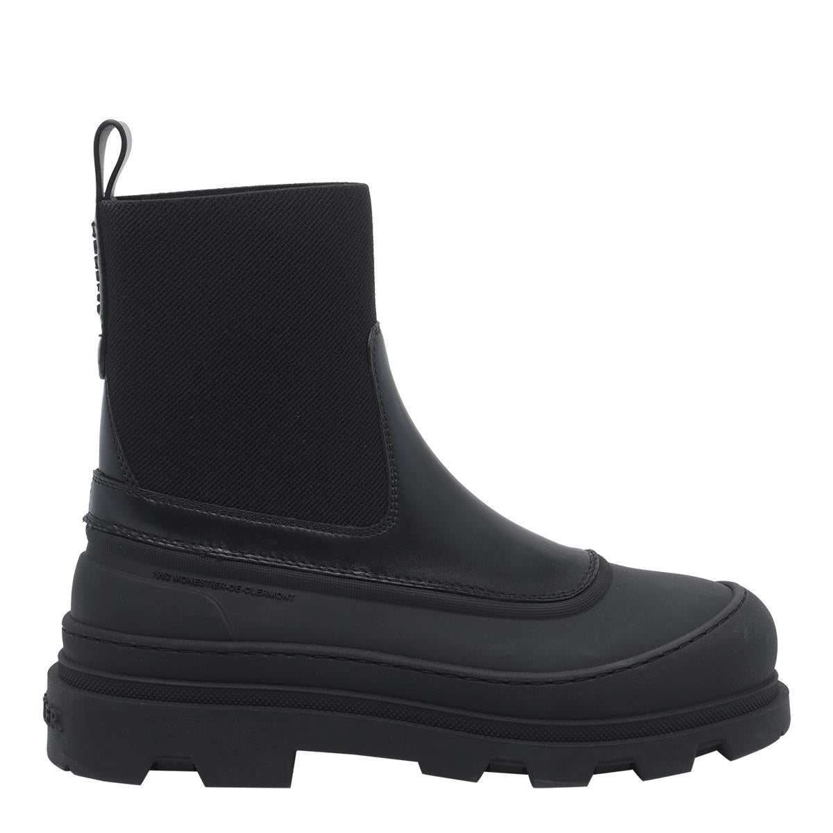 Moncler Black Leather Ankle Boots Women’s