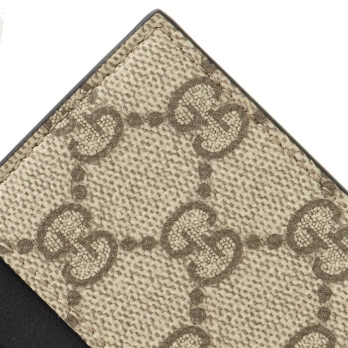 GUCCI GG Emblem Strap Card Case Wallet Ivory Leather