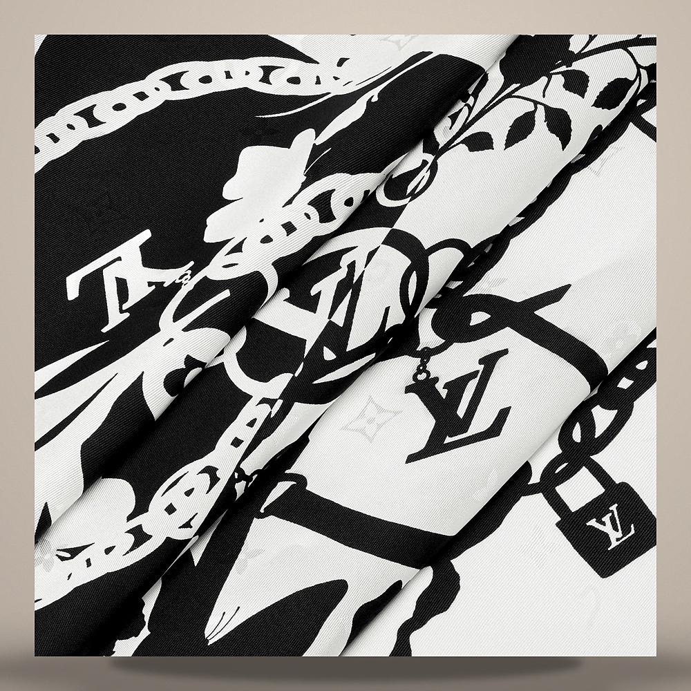 Louis Vuitton Bloom Square 70 Black Scarf M98475