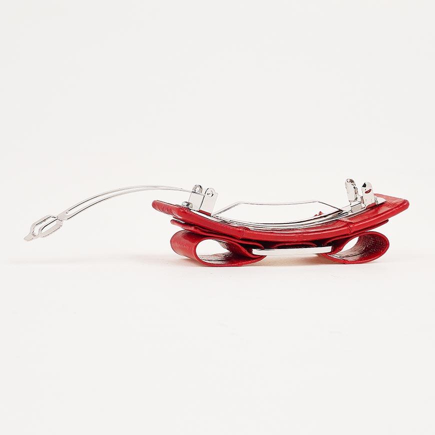 Ferragamo Women’s Leather Vara Hair Pin 34 0388 FLAME RED 0765267