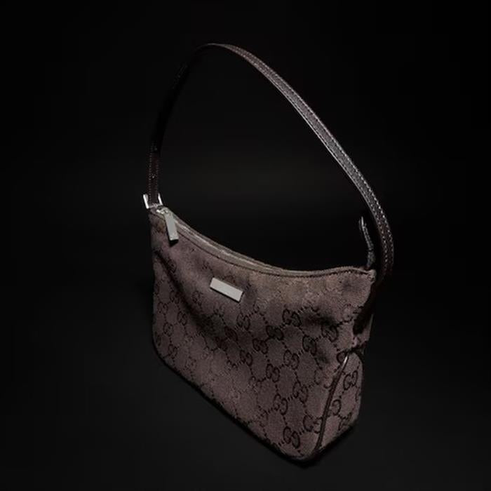 GUCCI Lady Lunetta Small Shoulder Bag Brown Leather