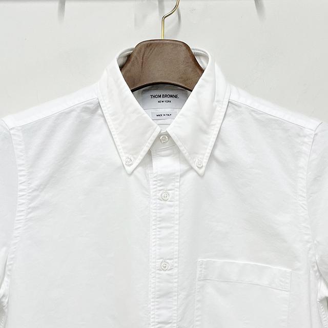 THOM BROWNE Men's Tricolor Grosgrain Trim Short Sleeve Shirt
