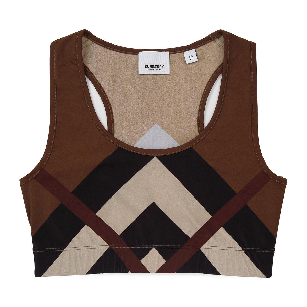 BURBERRY Brown Check Sports Bra Top