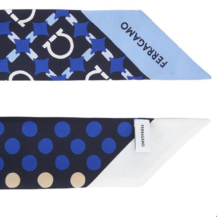 Ferragamo Gancini Logo Silk Skinny Scarf