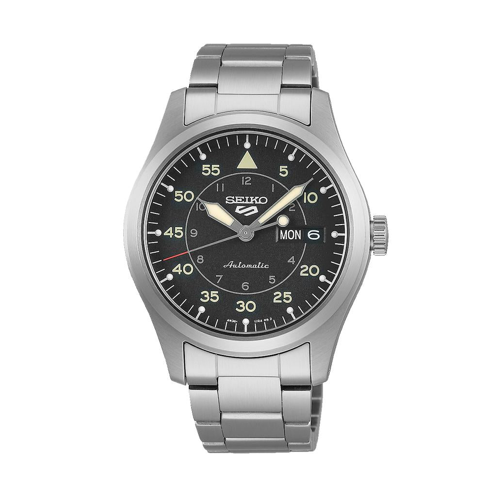Seiko Silver Black Stainless Steel Men’s Sports Watch SRPH27K1