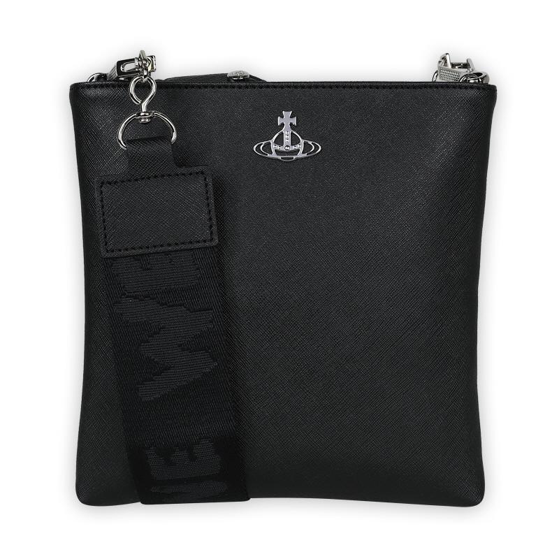 Vivienne Westwood Saffiano Square Crossbody Bag Black 4803000AU S0021 N401