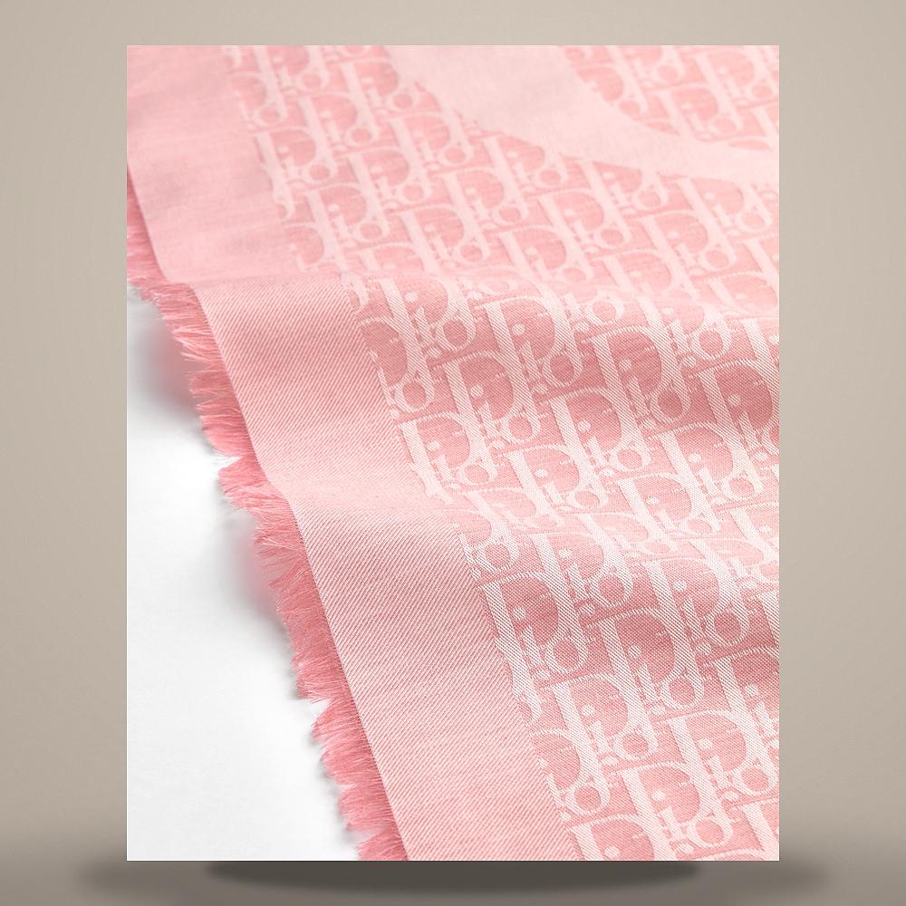 DIOR Pink Cotton Cashmere Silk Jacquard Infinity Shawl Scarf 62TS120I1054 C417