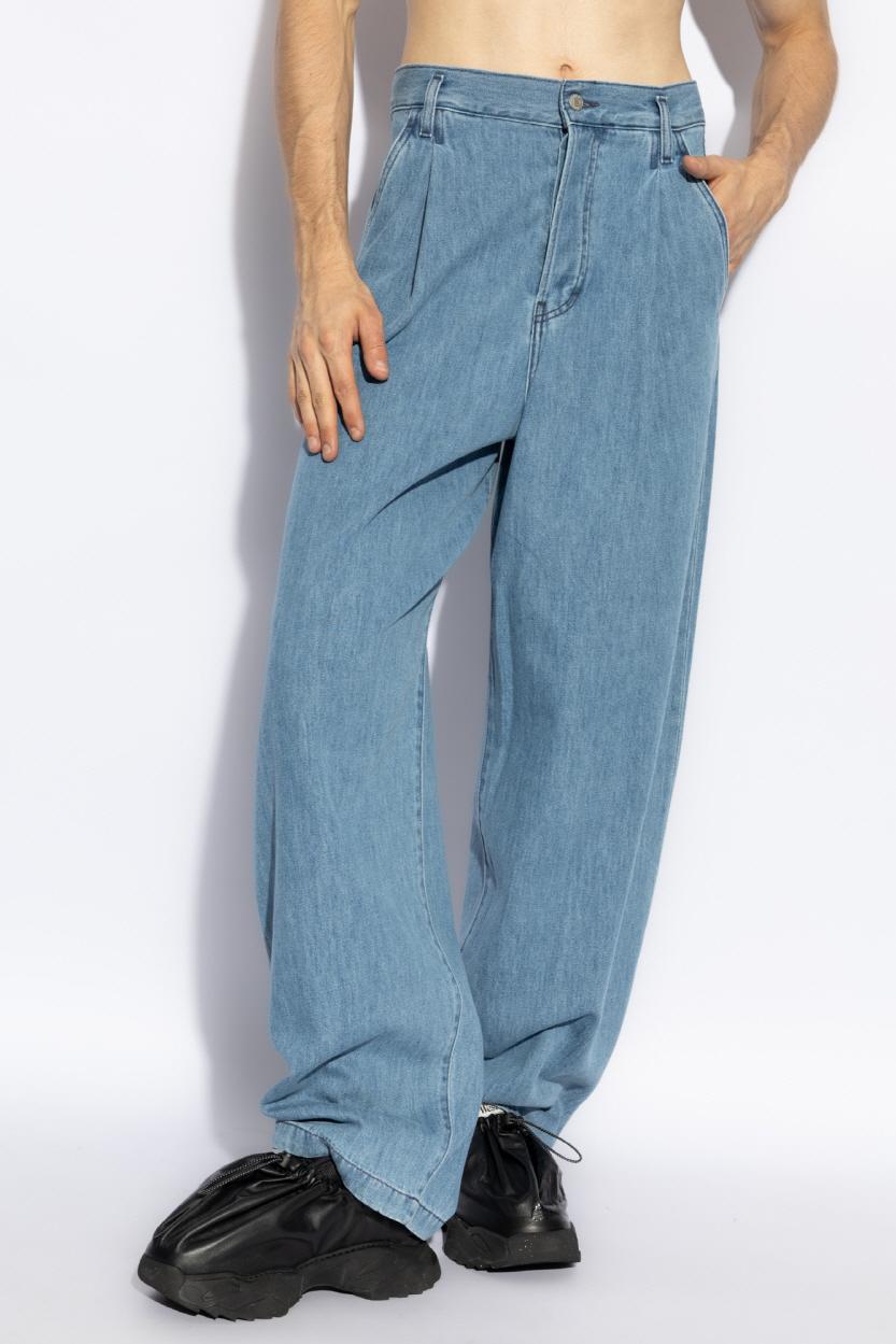 Dries Van Noten Light Blue Pleated Denim Jeans 242 020934 9378 514
