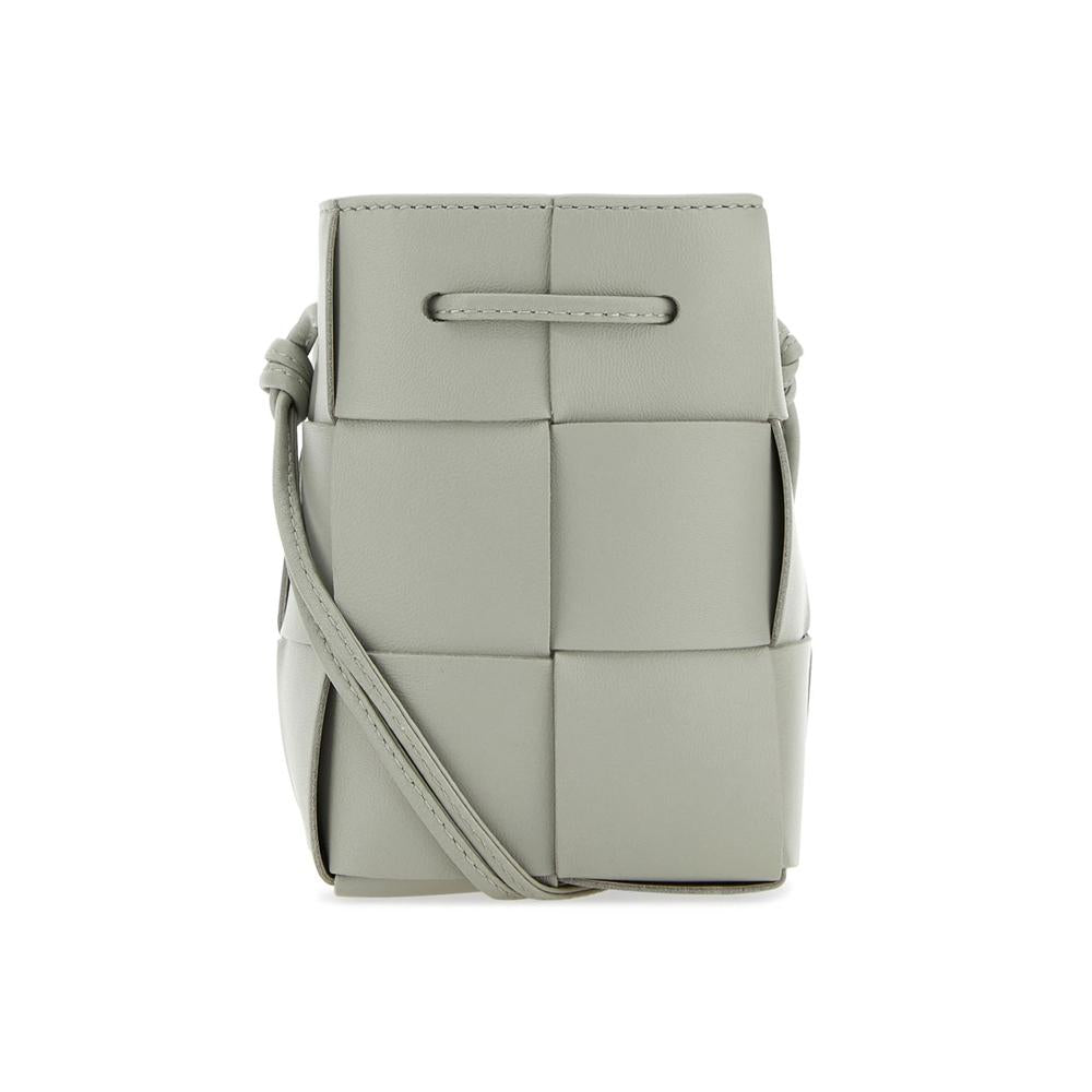 Bottega Veneta Intrecciato Cassette Leather Shoulder Bag Gray