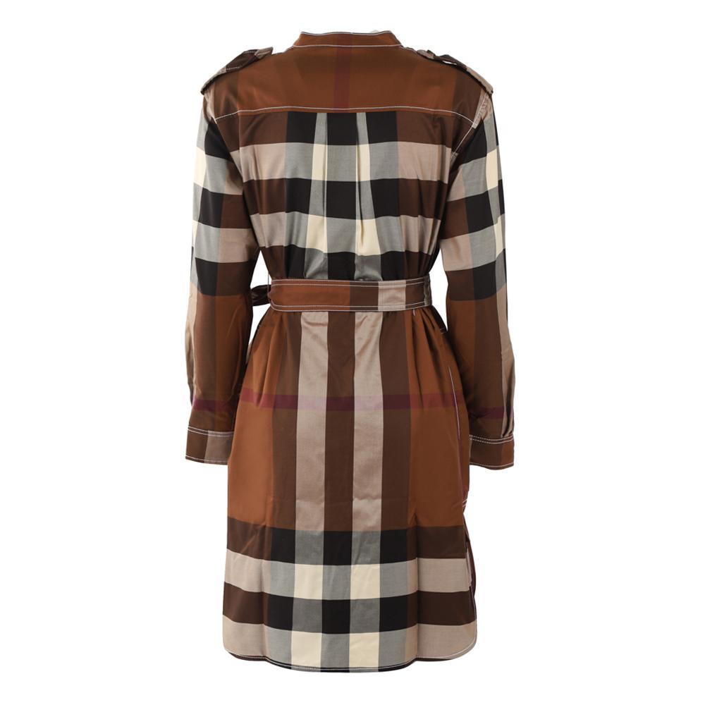 BURBERRY Vintage Check Shirt Midi Dress Dark Birch Brown