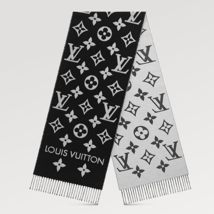 Louis Vuitton LV Essential Scarf Black Gray Navy Scarf