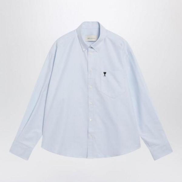 AMI Cotton Ami de Coeur Embroidered Boxy Long-Sleeve Shirt