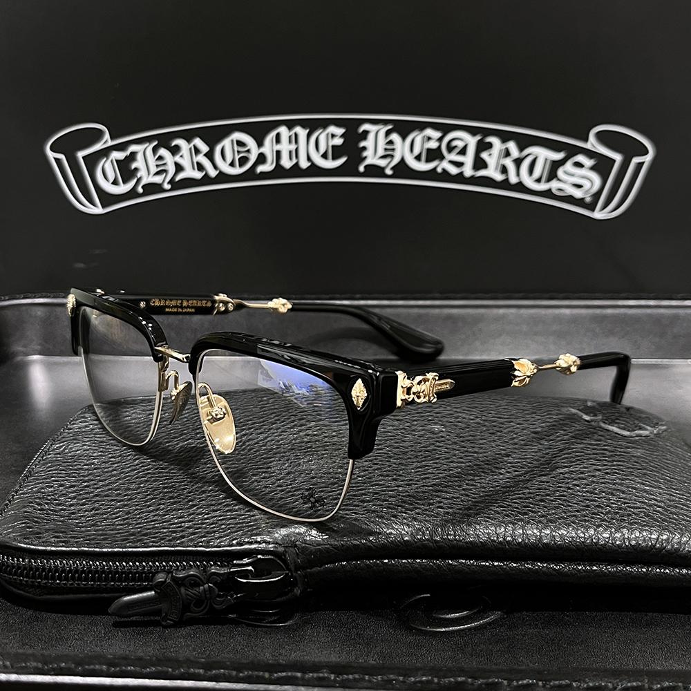 Chrome Hearts Black Gold Plate Eyeglasses Unisex