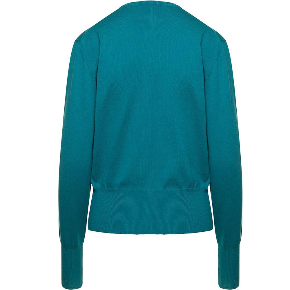 Vivienne Westwood VIA Logo Embroidered Cardigan Teal Knit