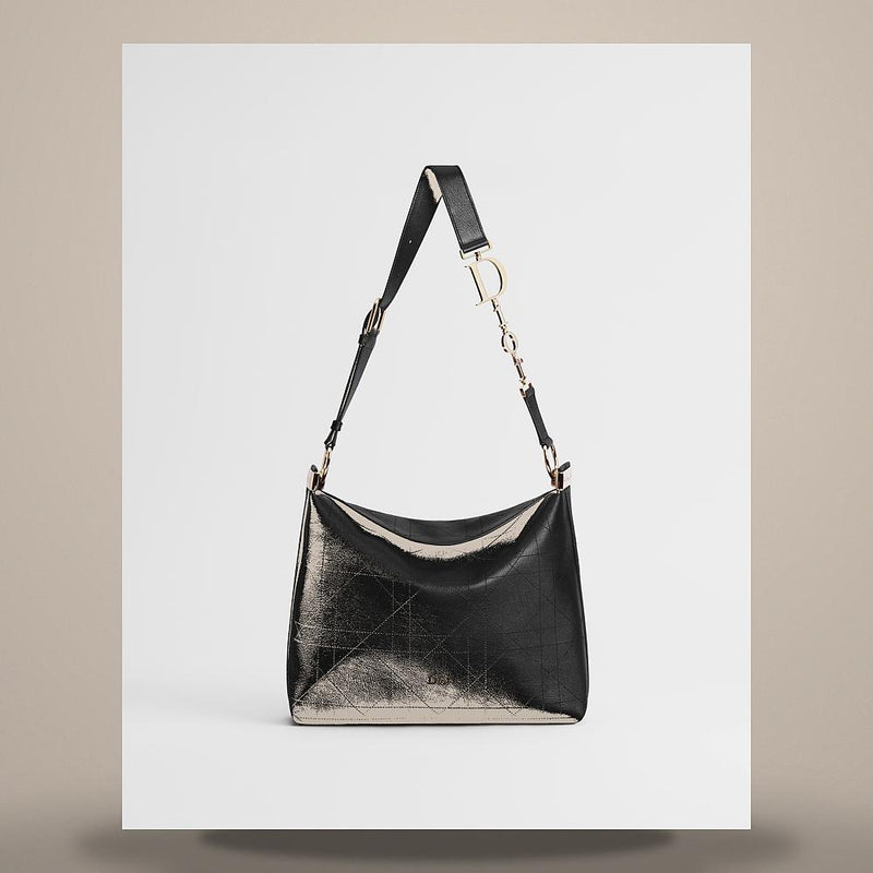 DIOR Diorling Medium Black Cannage Calfskin Crossbody Bag M1412OHJW M911