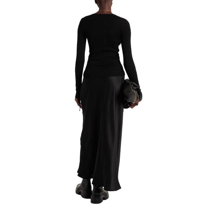 Max Mara Wool-Silk Crewneck Sweater Black 21366111600 009