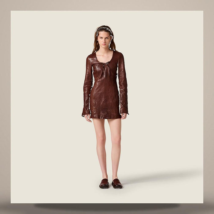 Miu Miu Leather Midi Dress MPB375 19E6 F0201