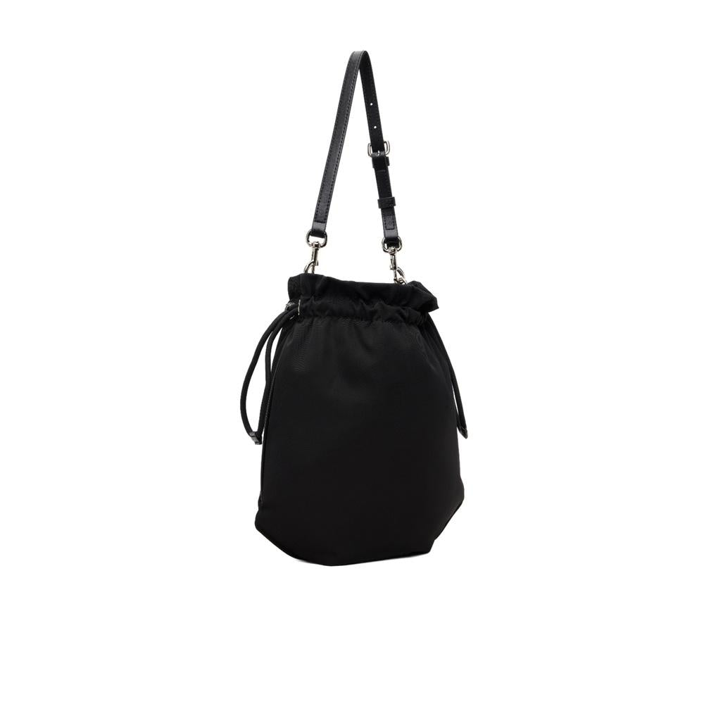Vivienne Westwood Drawstring Pouch Bucket Shoulder Bag Black Leather