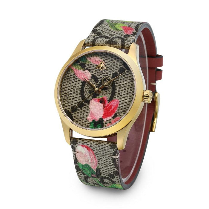 GUCCI GG Supreme Leather Strap Unisex Wristwatch