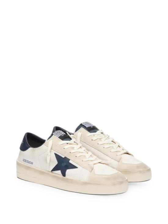 GOLDEN GOOSE Beige Ink Blue Leather Low-Top Sneakers for Men