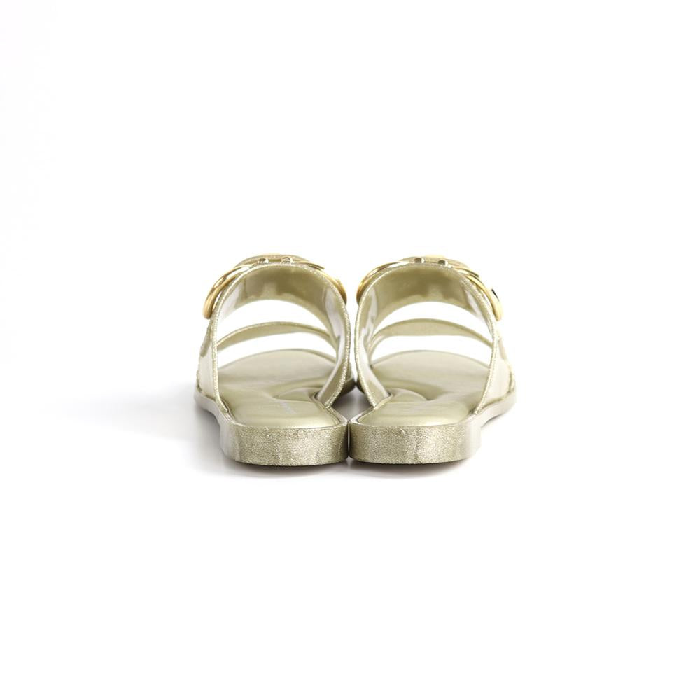 Ferragamo Taryn Double Gancini Glitter Sandals 0726358