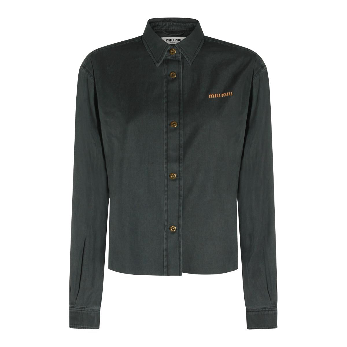 Miu Miu Long Sleeve Button-Up Shirt Women’s Shirt White Cotton