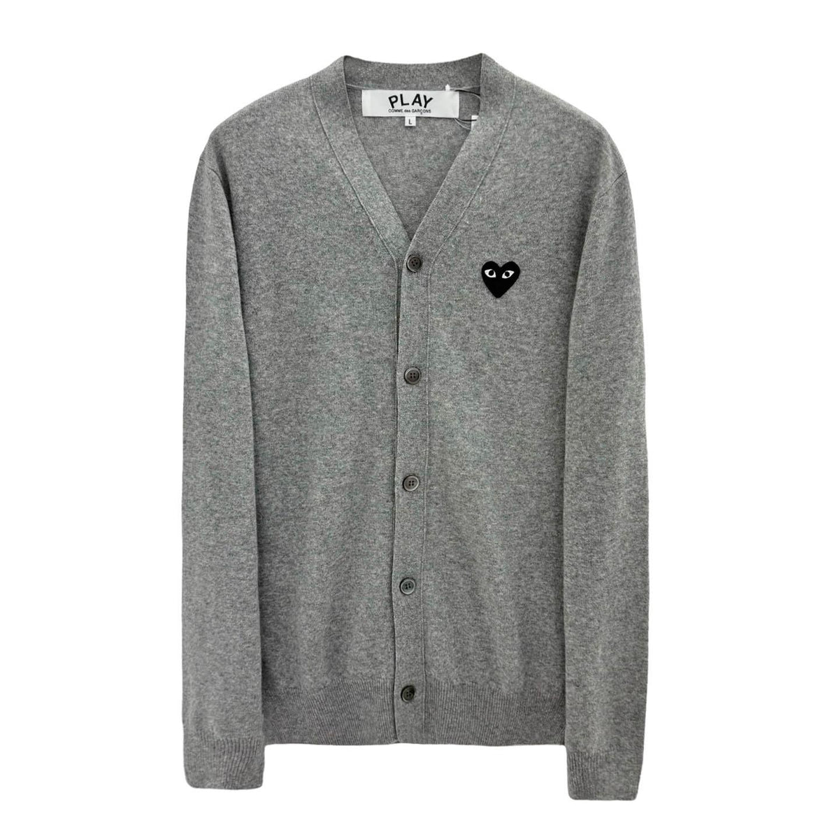Comme des Garcons Black Heart Patch V-Neck Cardigan Gray AX N024 051