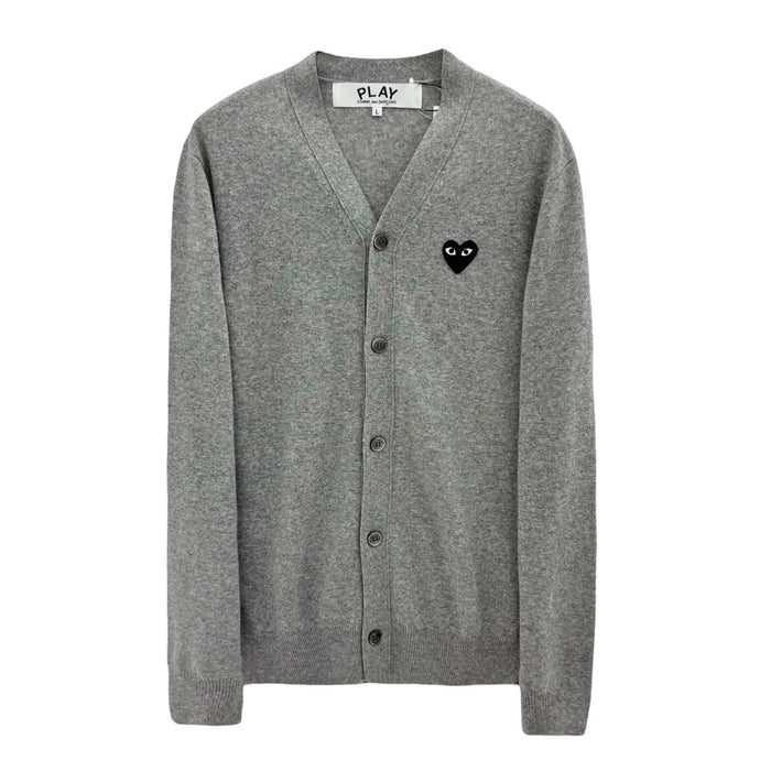 Comme des Garcons Black Heart Patch V-Neck Cardigan Gray AX N024 051