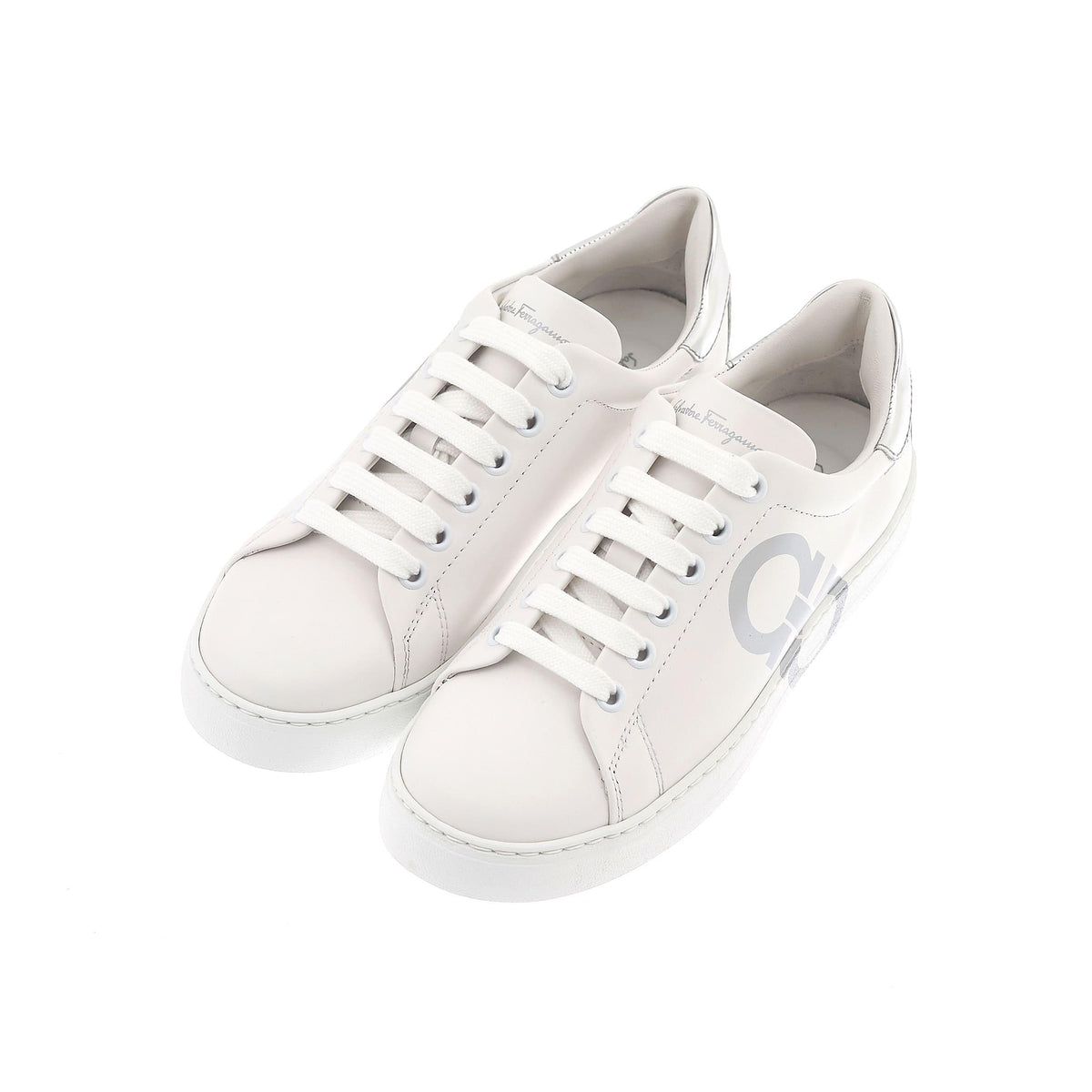 Ferragamo Gancini White Leather Low-Top Sneakers 30191 0747218 BIANCO
