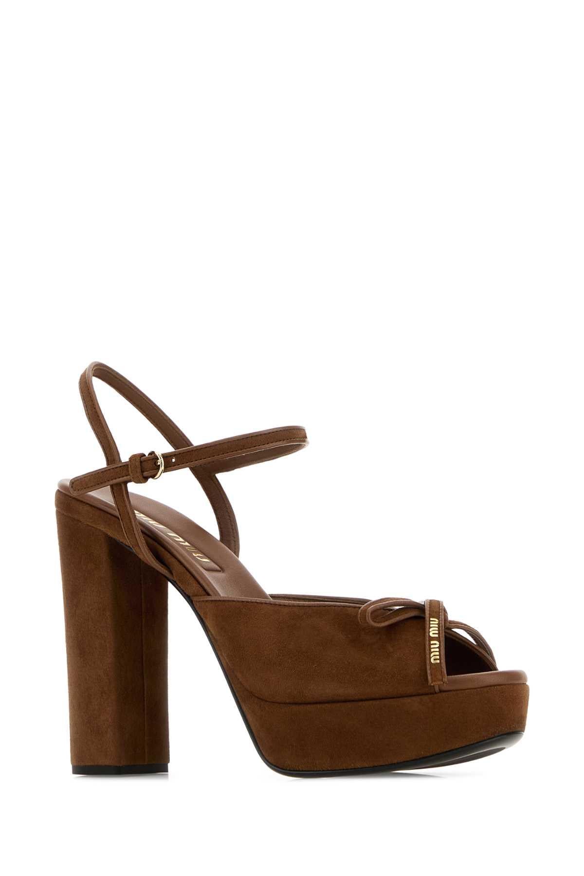 Miu Miu Leather Sandals Beige Women’s Sandals