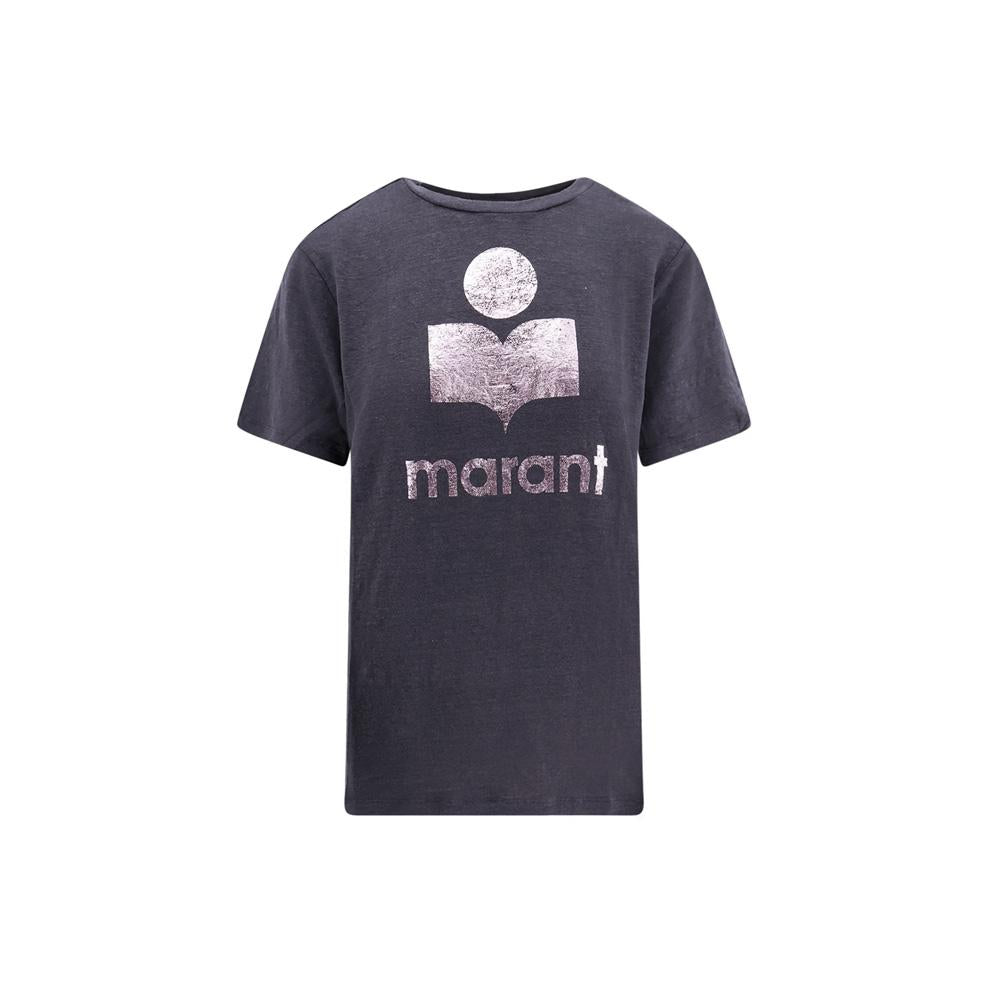 Isabel Marant Jewel Logo Linen T-Shirt Fade Night Lilac