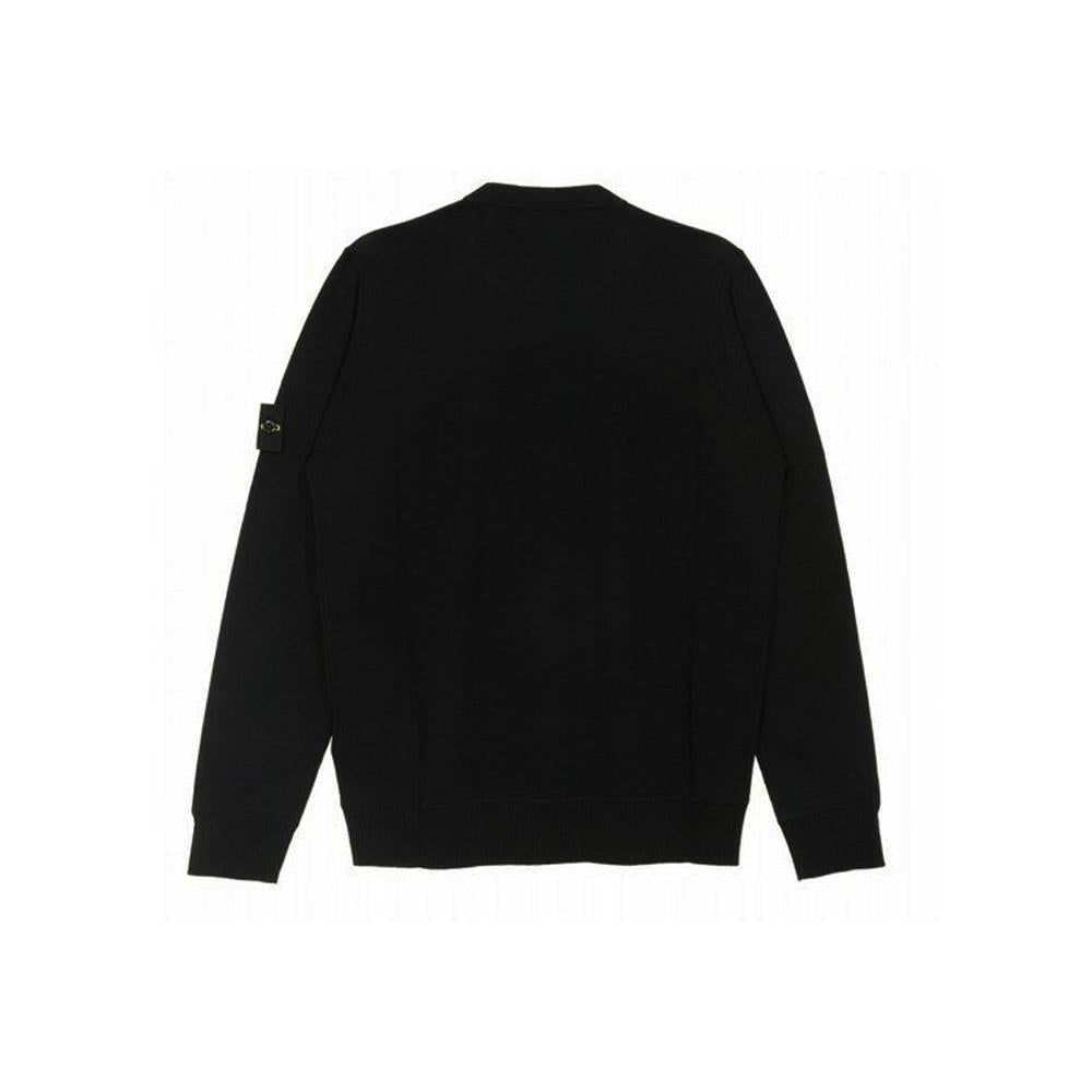 STONE ISLAND Black Wool Crewneck Knit Sweater with Patch Badge 7515526C4 V0029