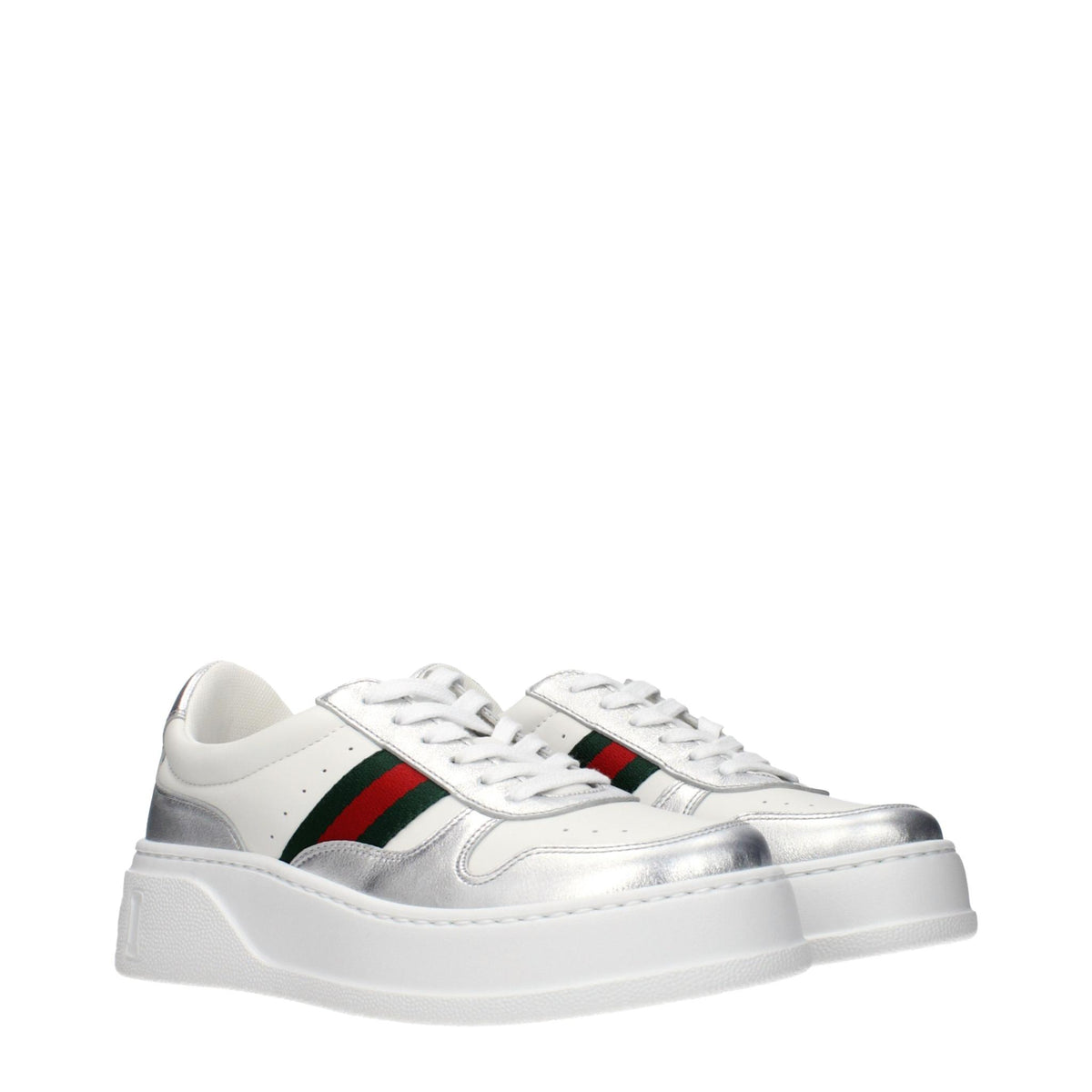 GUCCI White Leather Low Top Sneakers