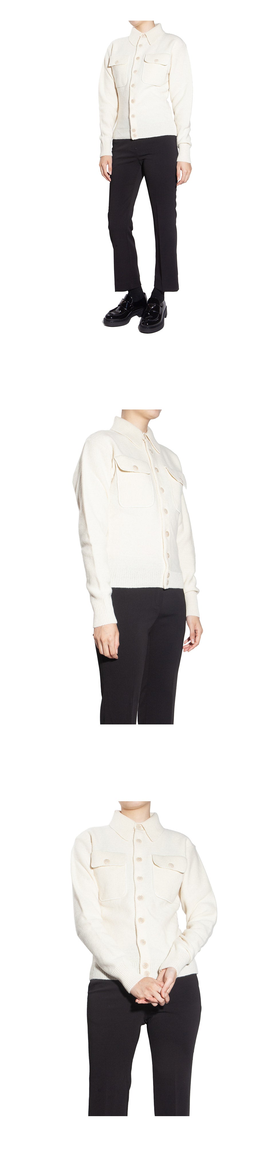Lemaire Women's Soft Shetland Wool Fitted Cardigan KN685 LK107 WH048
