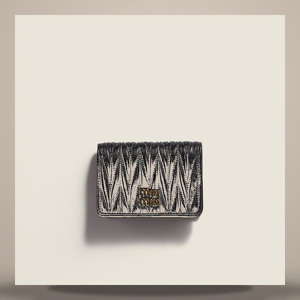 Miu Miu Small Matelassé Nappa Leather Card Holder Wallet Black 5MV021 AFPP F0002