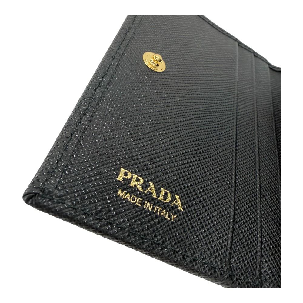 PRADA Saffiano Leather Triangle Logo Small Bifold Wallet