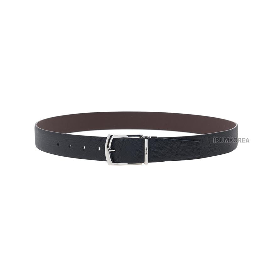 PRADA Men’s Reversible Saffiano Leather Belt Black/Brown