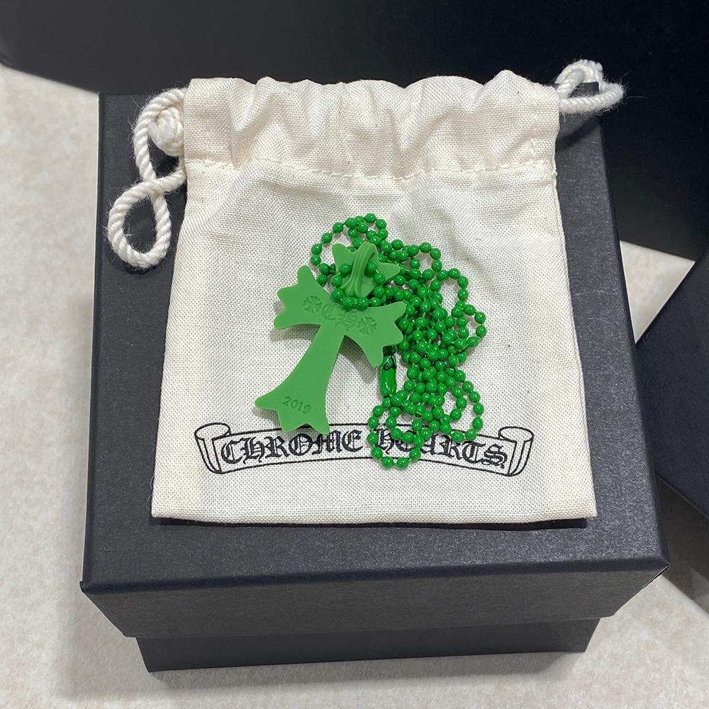 Chrome Hearts Green CH Cross Pendant Necklace Unisex