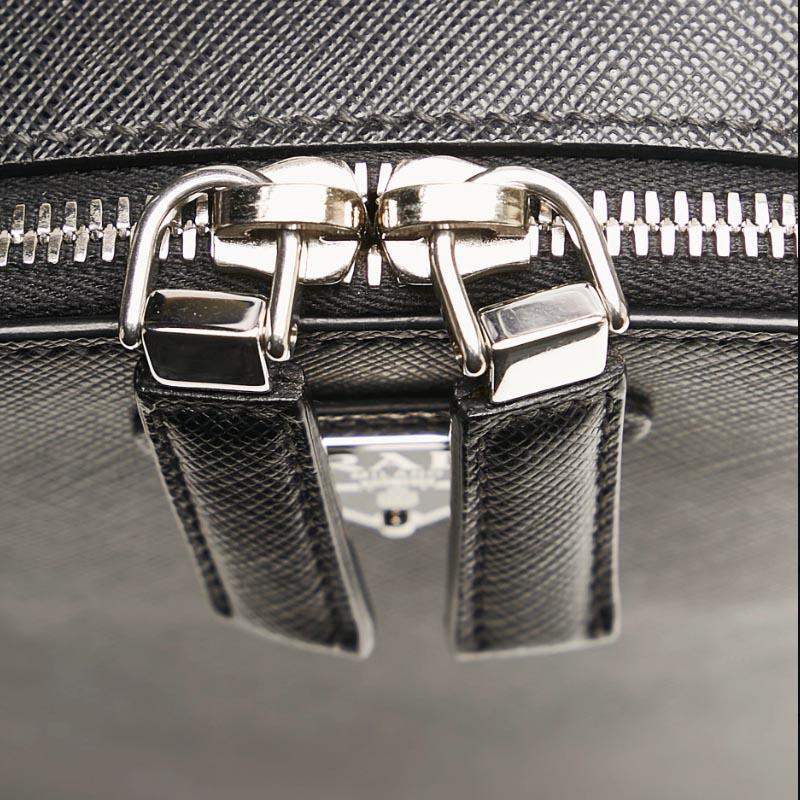 PRADA Saffiano Leather Vertical Crossbody Bag Black Unisex
