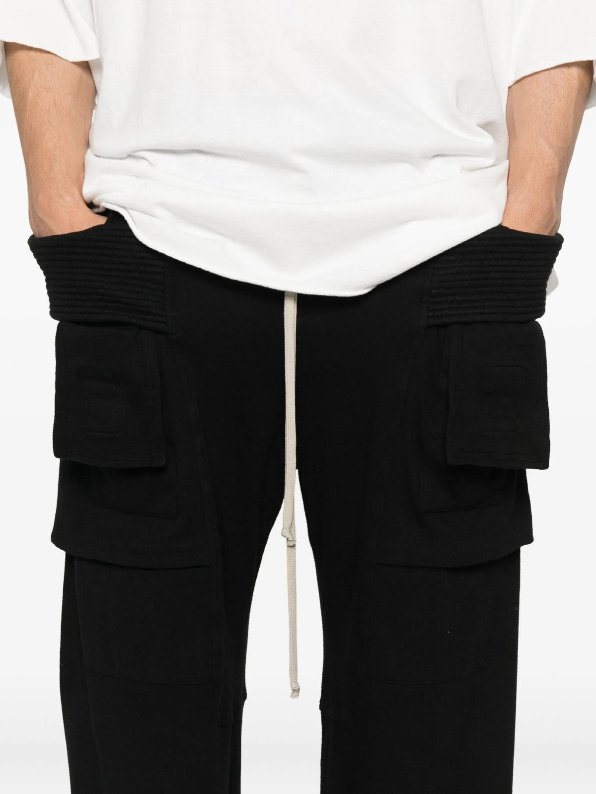 Rick Owens DRKSHDW Wide Creatch Cargo Pants Black Double Brushed Jersey