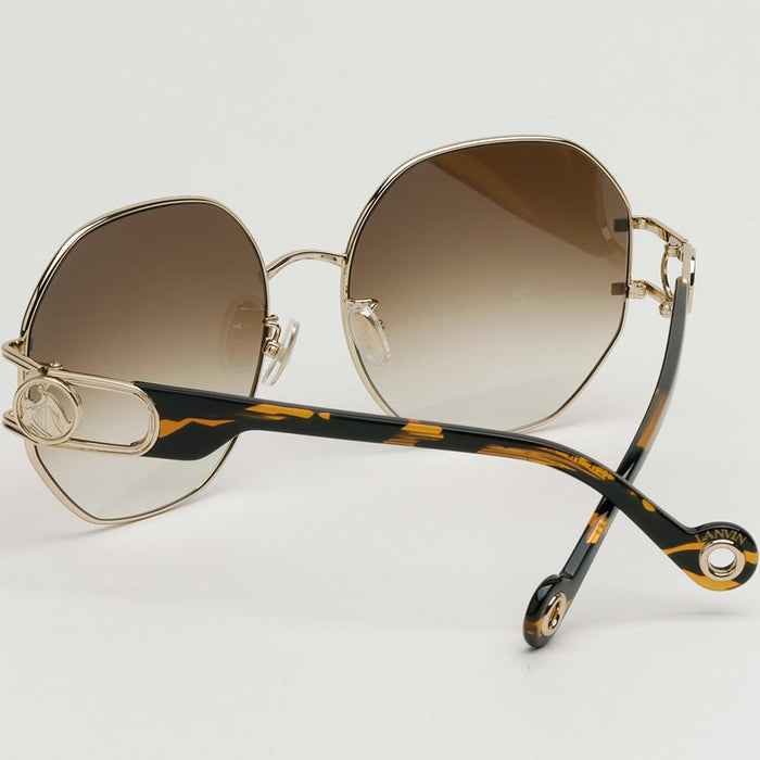 Lanvin Gold Logo Round Metal Frame Sunglasses LNV126SLB 710