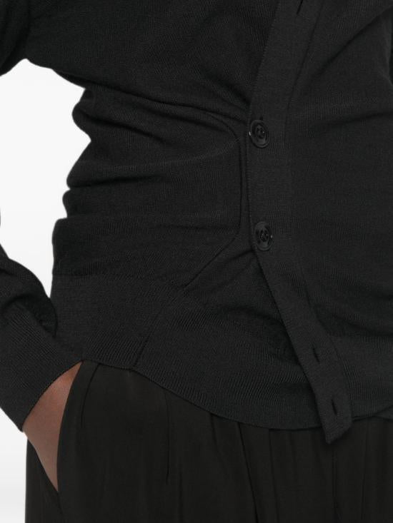 Lemaire Wool Knit Cardigan PO0052 LK1063 999 BLACK DOM