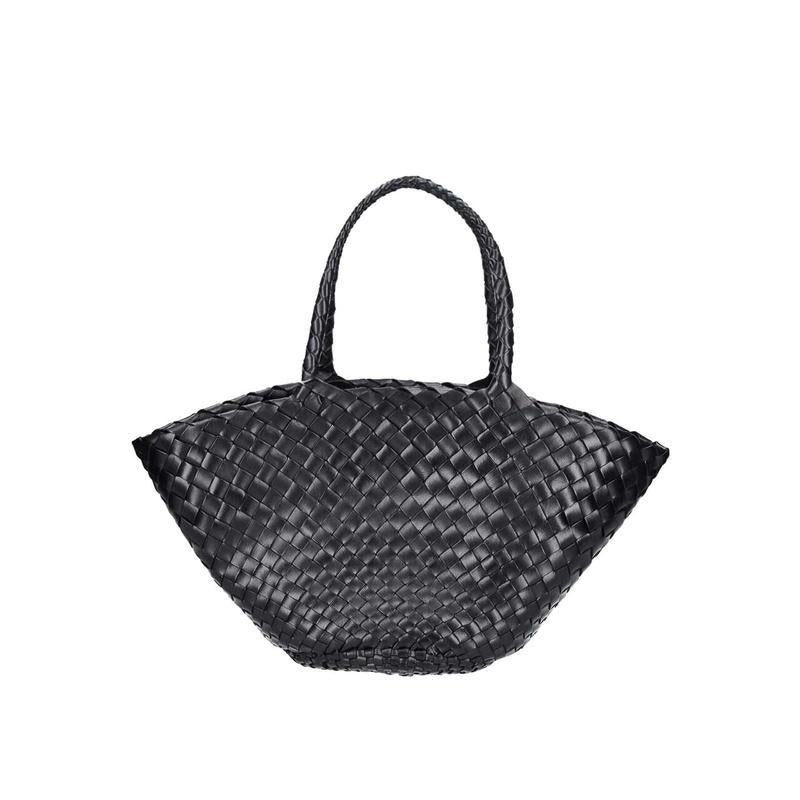Dragon Diffusion Black Woven Leather Egola Tote Shoulder Bag