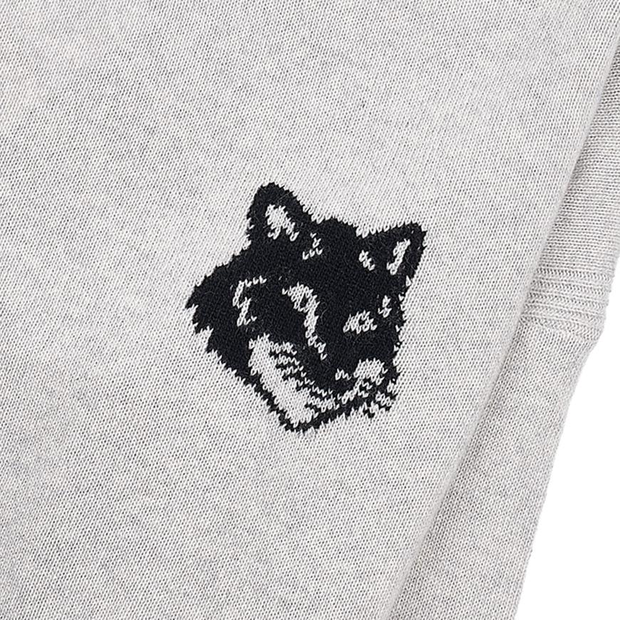 Maison Kitsune Fox Head Logo Crewneck Knit Sweater Light Gray Women